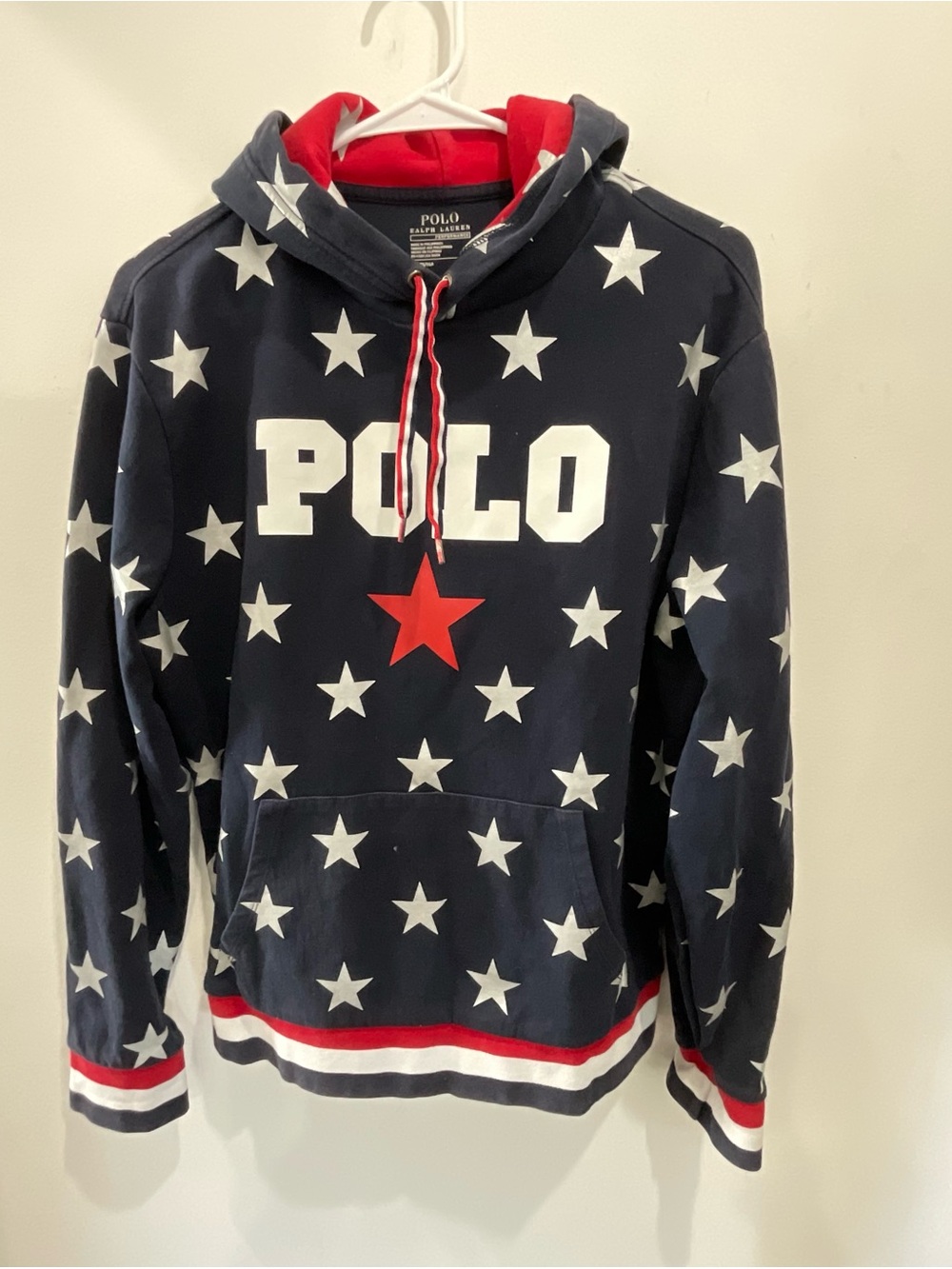 Polo by Ralph Lauren Navy Star Crewneck with Red Accents Sz Med